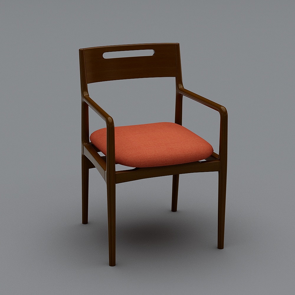 162阅读椅-深色橘黄3D模型
