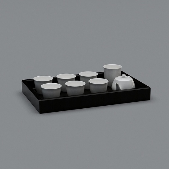 Elegant Black Tea Set 3D Model