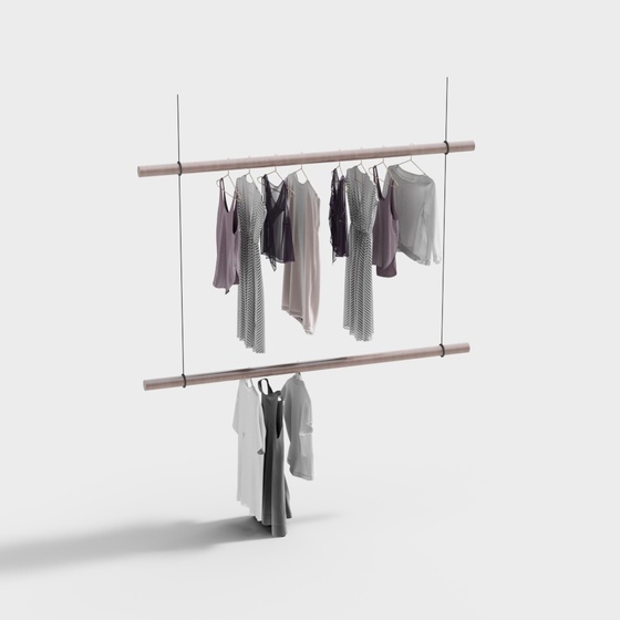 Modern Clothing Store Display Rack 3D Model
