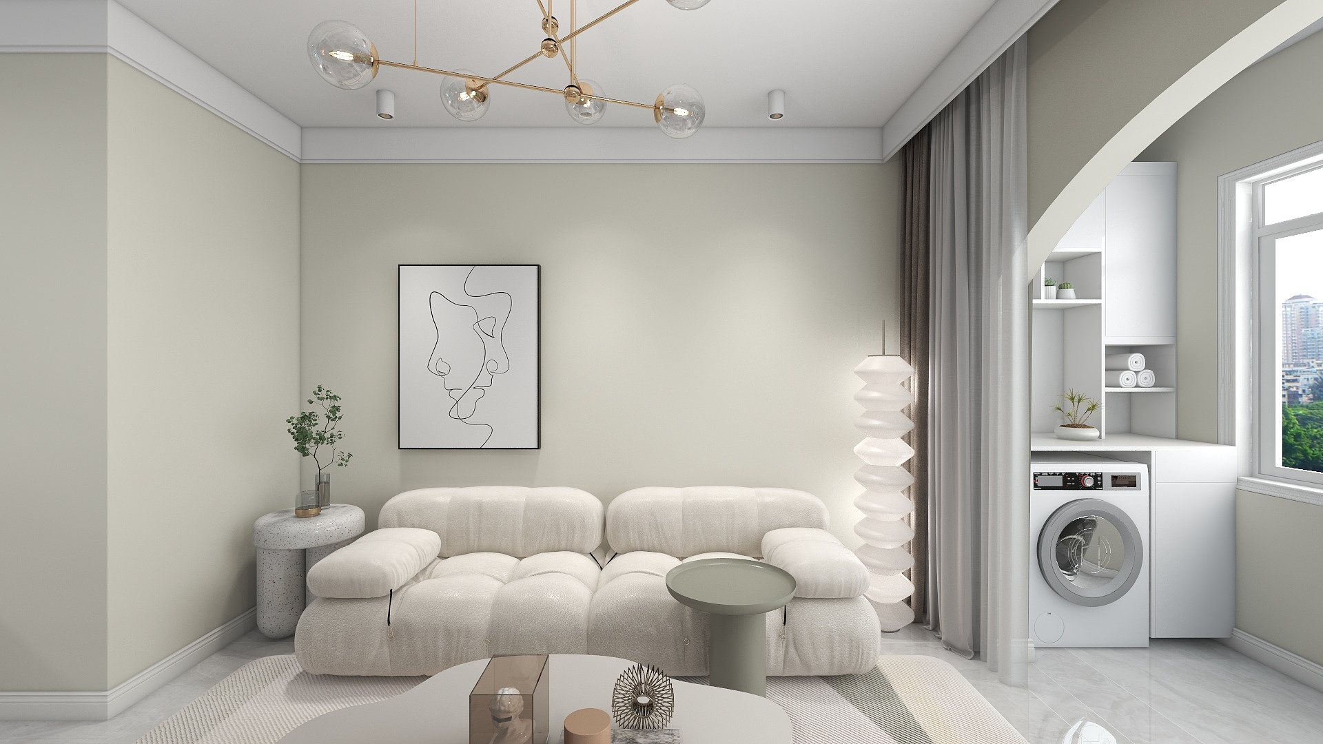 梢爱-皓月天誉B1户型86平两居现代奶油风-装修设计方案