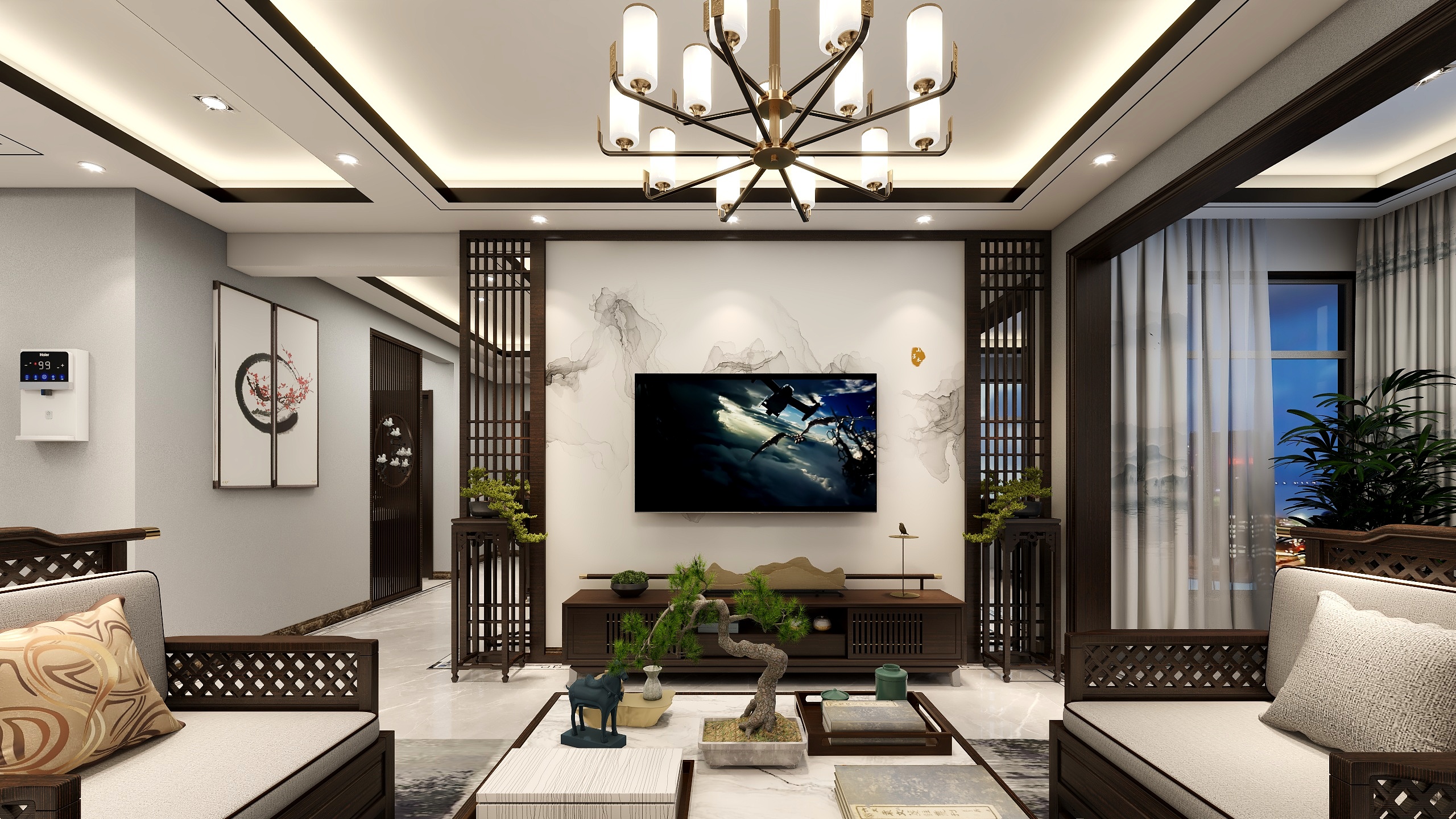 AA猫头鹰AA-御景花府130平新中式四居设计装修效果图