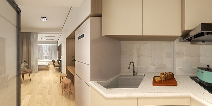 设计师Cheney-现代日式原木风-小公寓-装修设计方案