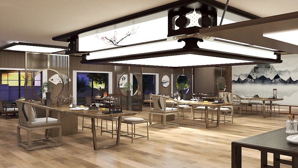 。。。GtPd-茶楼一楼效果图-装修设计方案