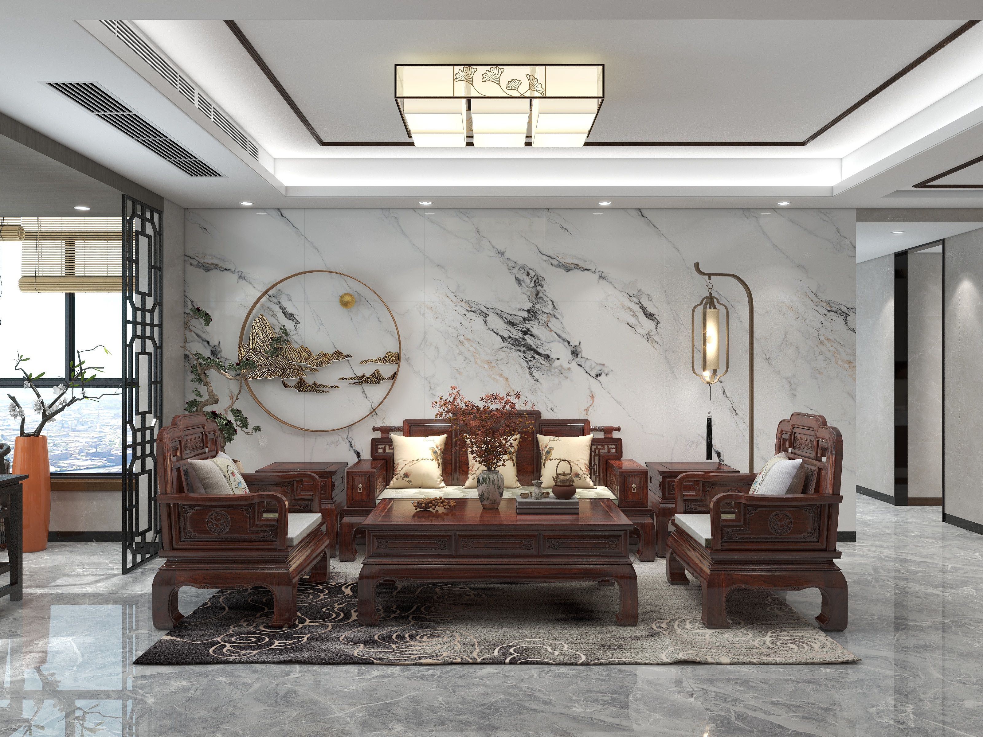 湛智华-新中式203平5房隐形门儒雅韵味惬意十足！装修效果图