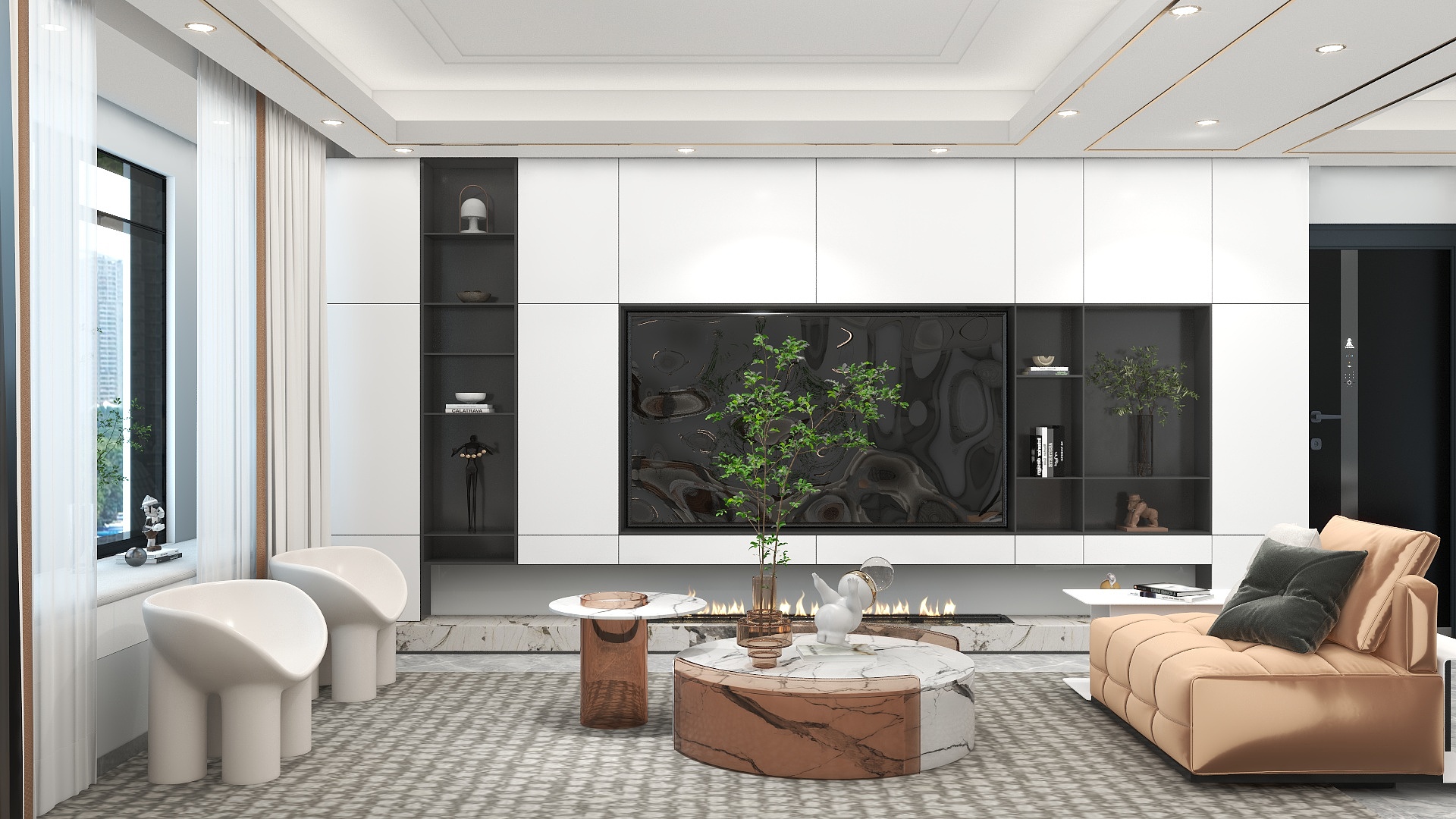 优躺设计YT-68㎡现代轻奢-客餐厅-装修设计方案