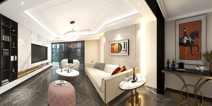 香港理想建筑设计公司-21中粮新中式别墅一层-装修设计方案