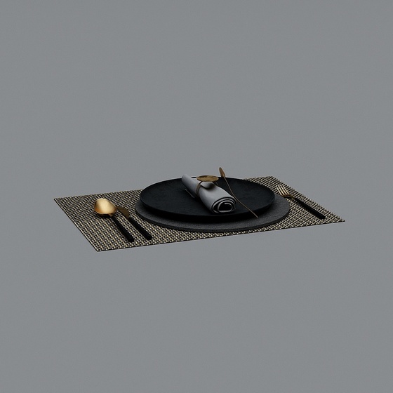 Black Plates 3D Model for Dining Decor