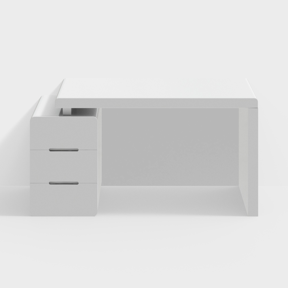 Bureau blanc à 3 tiroirs Mular 1200 mm avec armoire de rangement pour bureau, maison et bureau