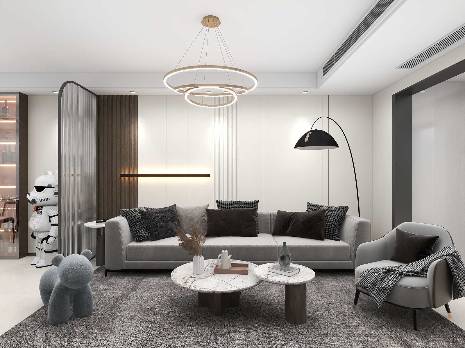 吴爽-111平米现代简约风格两房装修效果图