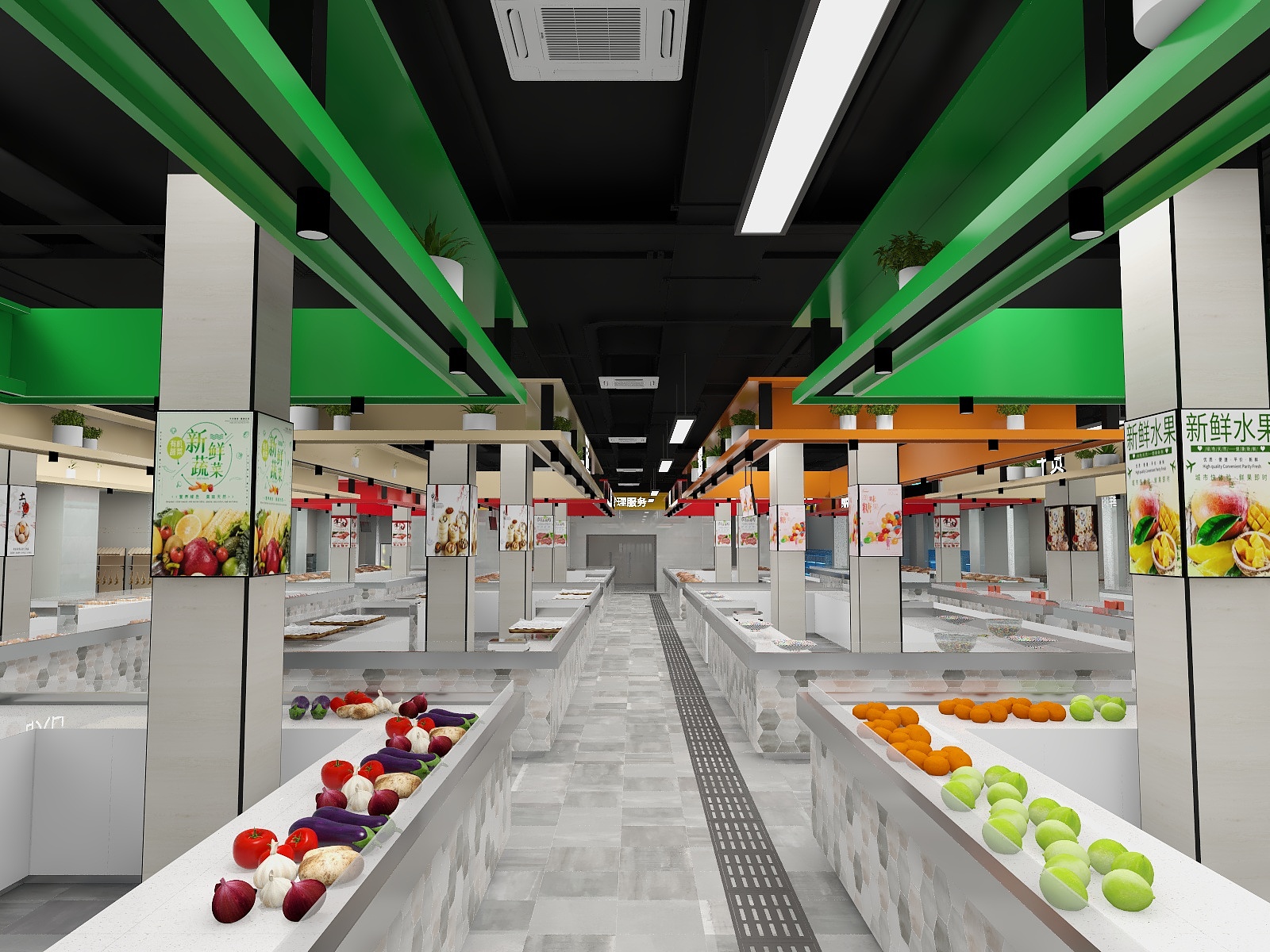 Y＆C-农贸市场室内模型-装修设计方案