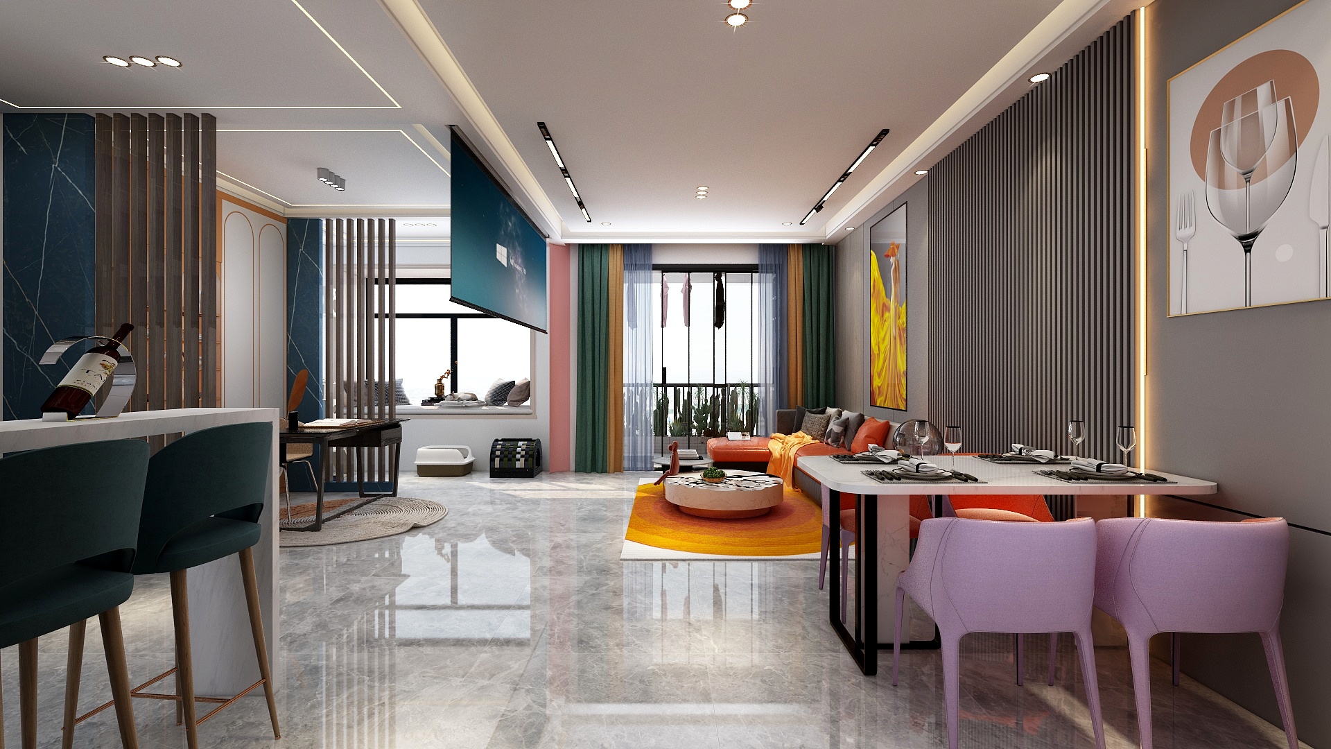 壹诺源设计丿侯-德信海德公园83.00㎡A2’3室2厅1卫1厨-装修设计方案