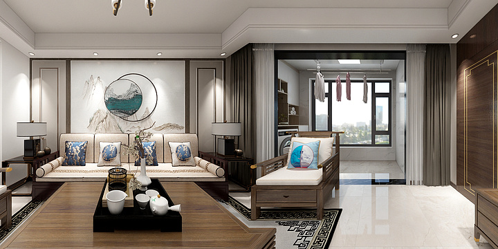 偏安一隅@-明月华庭-新中式-装修设计方案