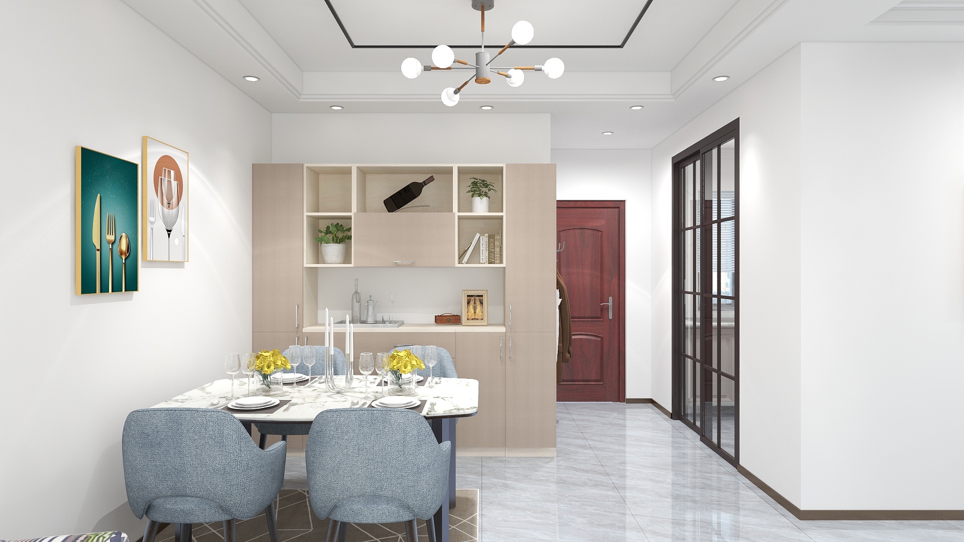 新濠生活馆-德信海德公园83.00㎡A2’3室2厅1卫1厨-装修设计方案