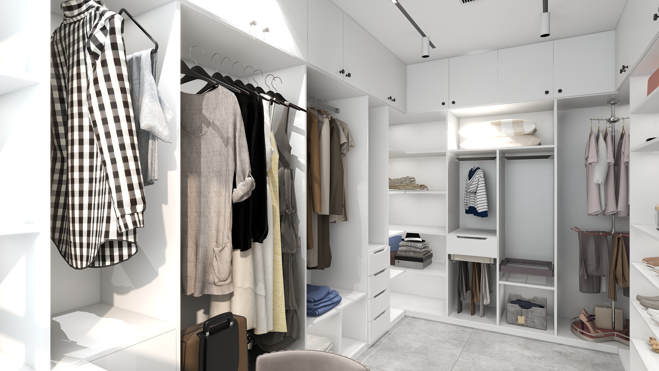大柚子家-人靠衣装-两个现代衣帽间-装修设计方案