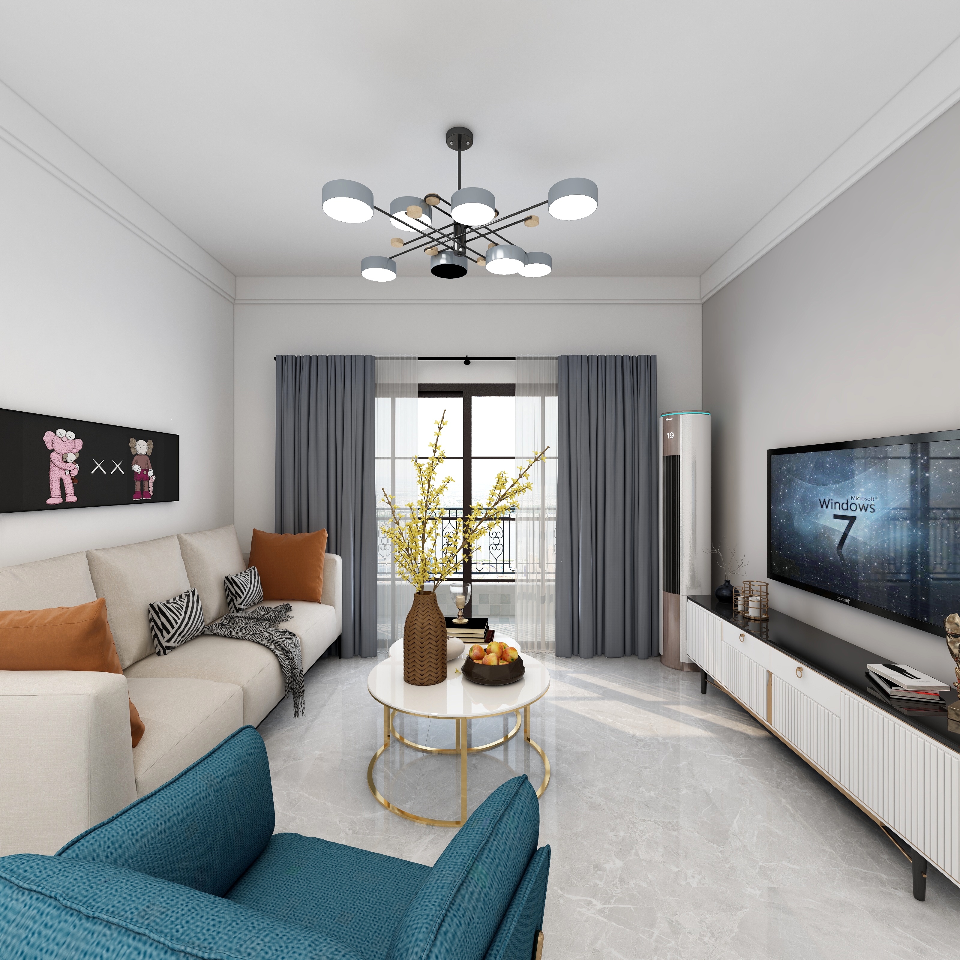 百利源装饰-70m²简约现代都市风3室一厅-装修设计方案