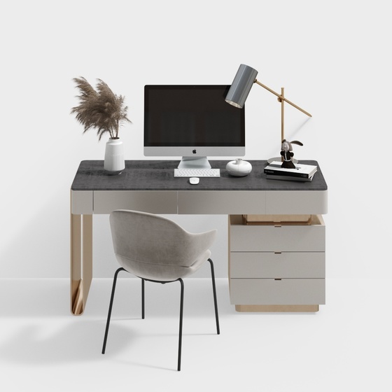Modern Desk and Chair Combination 3D Model
