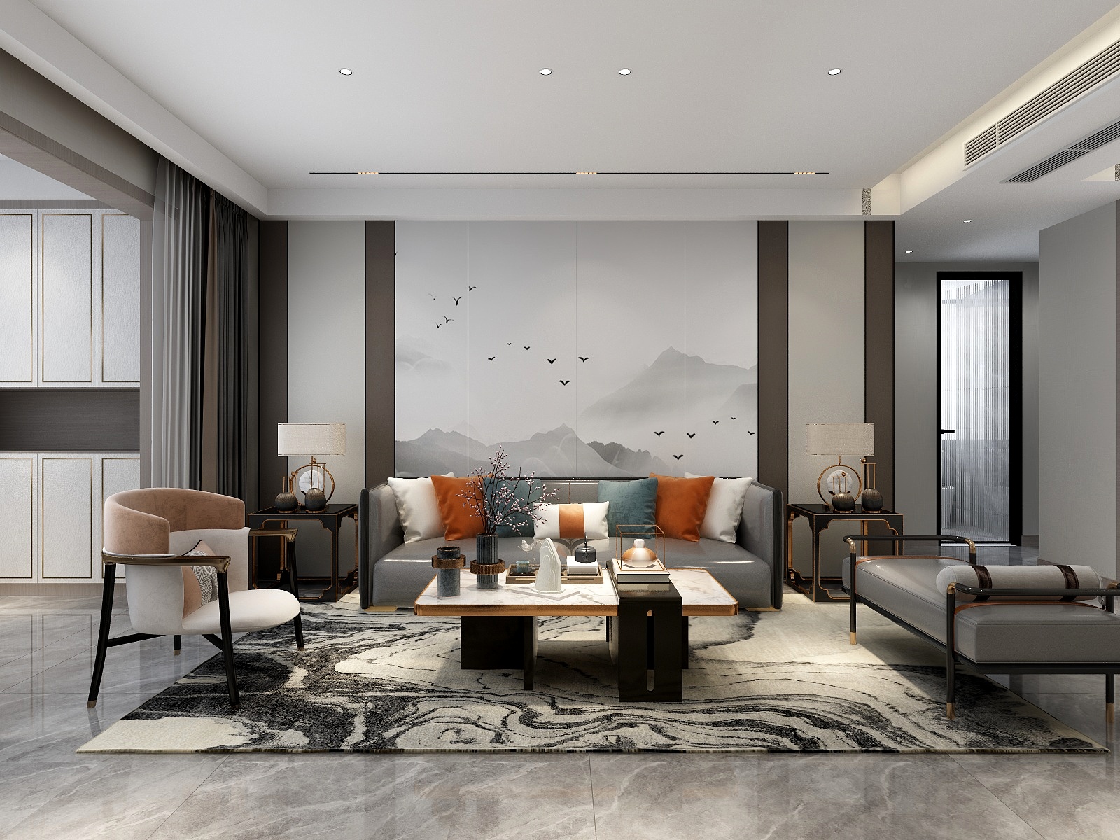 张文龙PVqz-鹿邑-水润尚都-110平现代中式装修效果图