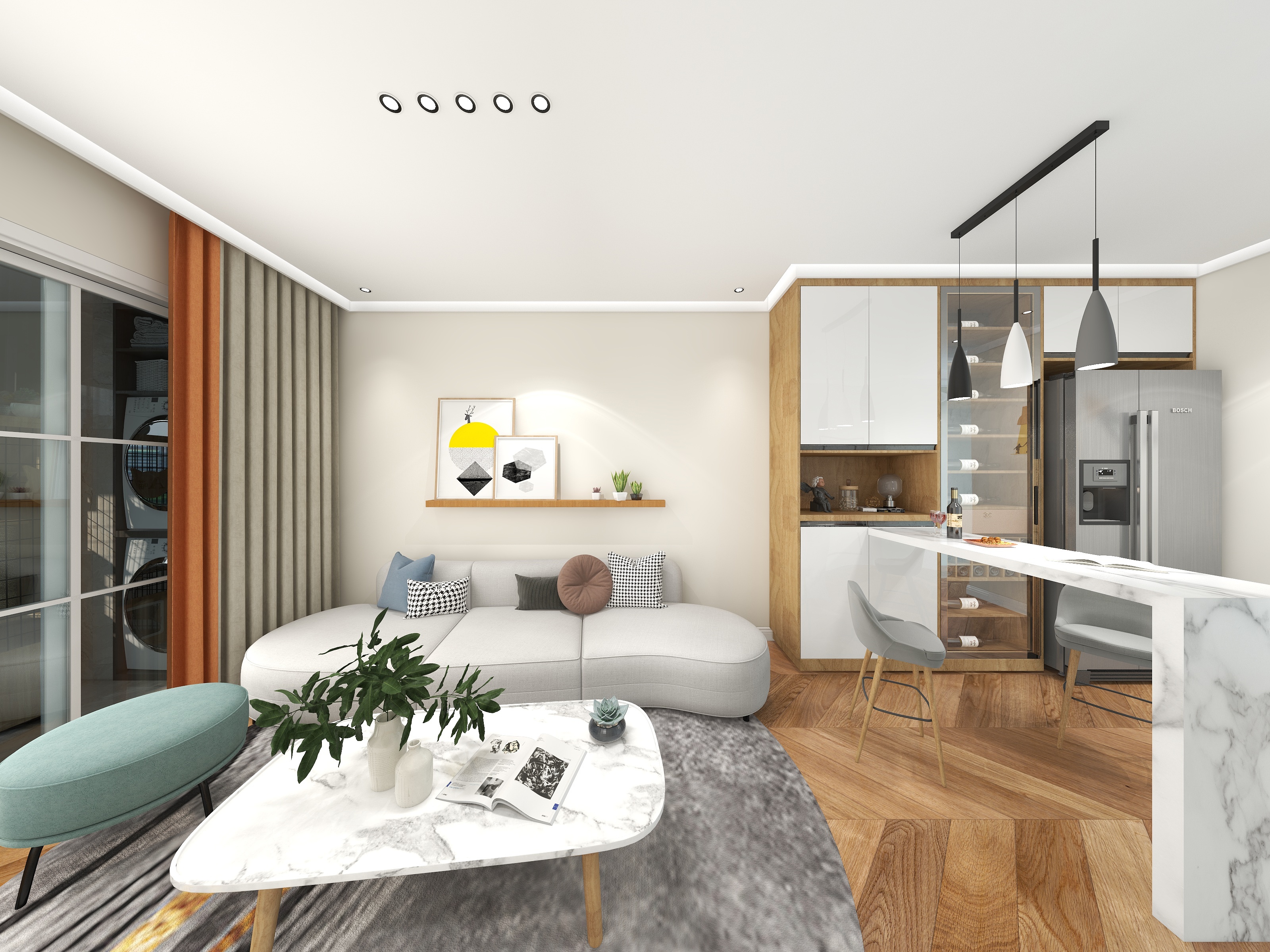 华豫装饰-郑-德信园83.00㎡A2’3室2厅1卫1厨-装修设计方案