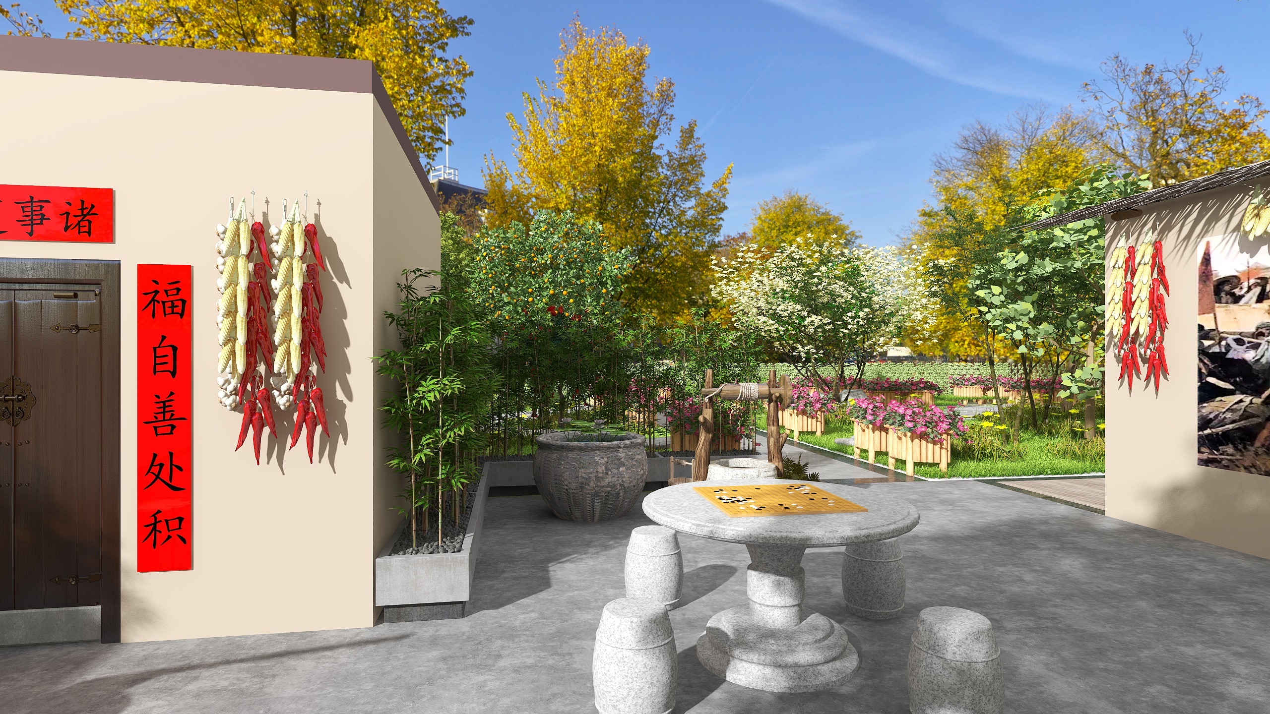 M海航-革命纪念村庭院露台装修效果图