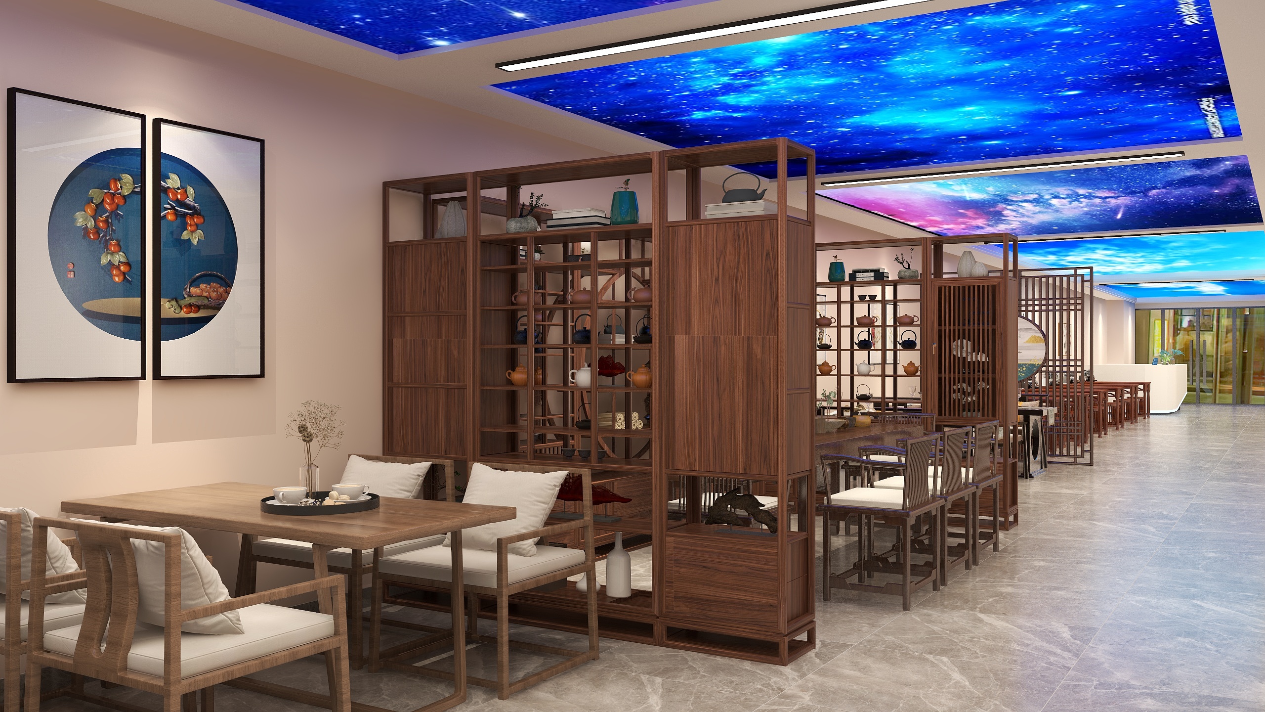 M海航-餐厅海洋星空发光天花-装修设计方案