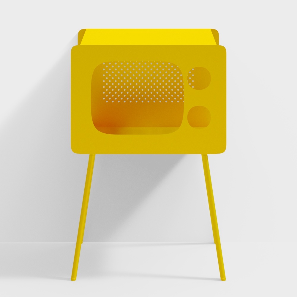 Stert Table d'appoint moderne en forme de télévision creuse en jaune frais