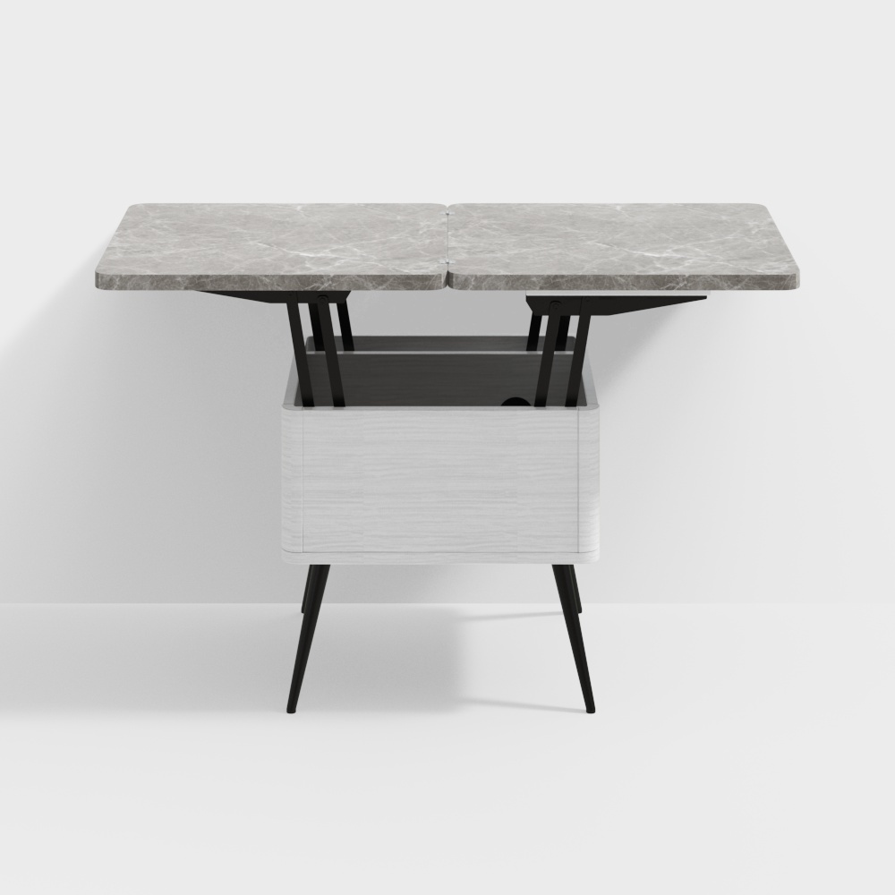 Modern Lift Top Grey Coffee Table with Storage MDF Top & Carbon Steel Base Extendable