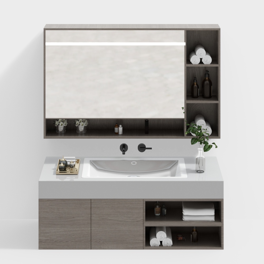 现代木色浴室柜