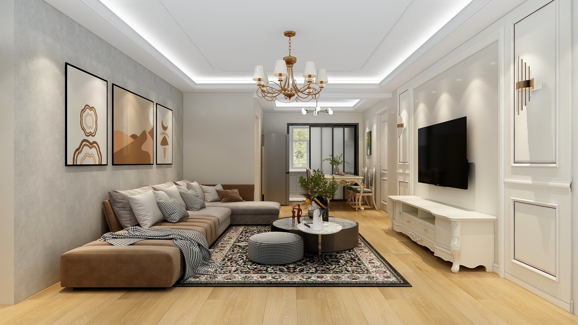 李青越-100方简欧风格两居室装修效果图