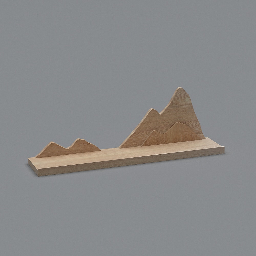 OTV家居馆 原创设计 北欧日式 山形置物架 水曲柳色 600*120*196mm3D模型