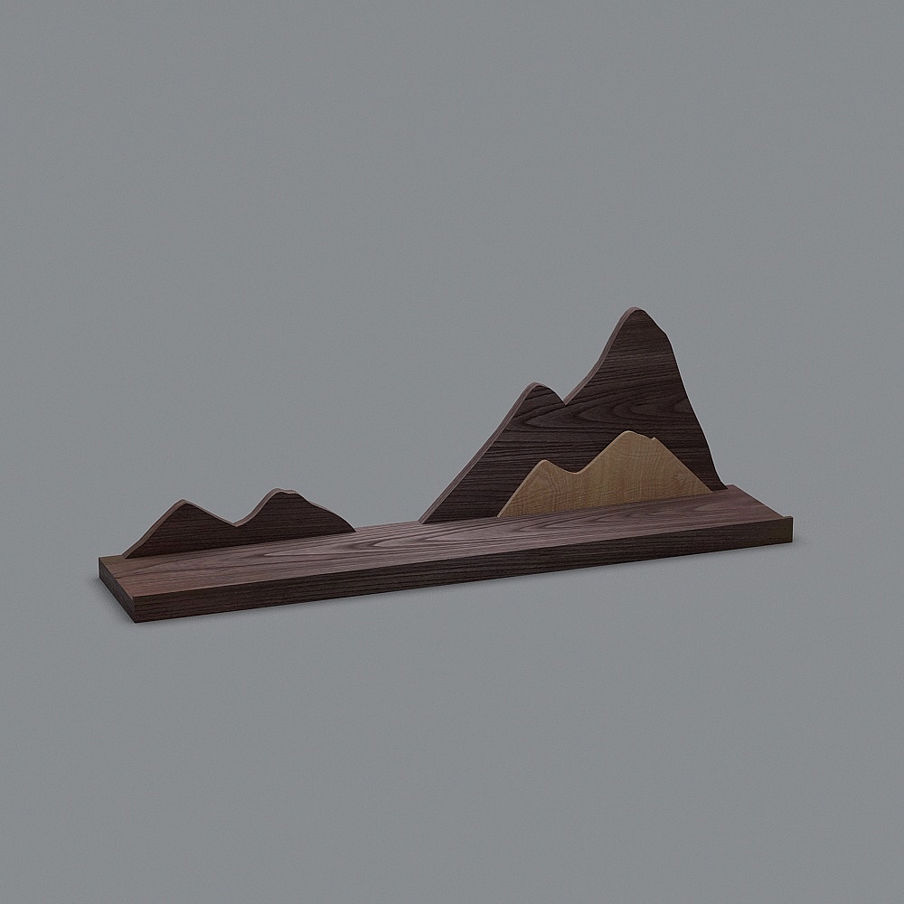 OTV家居馆 原创设计 北欧日式 山形置物架 黑胡桃色 600*120*196mm3D模型