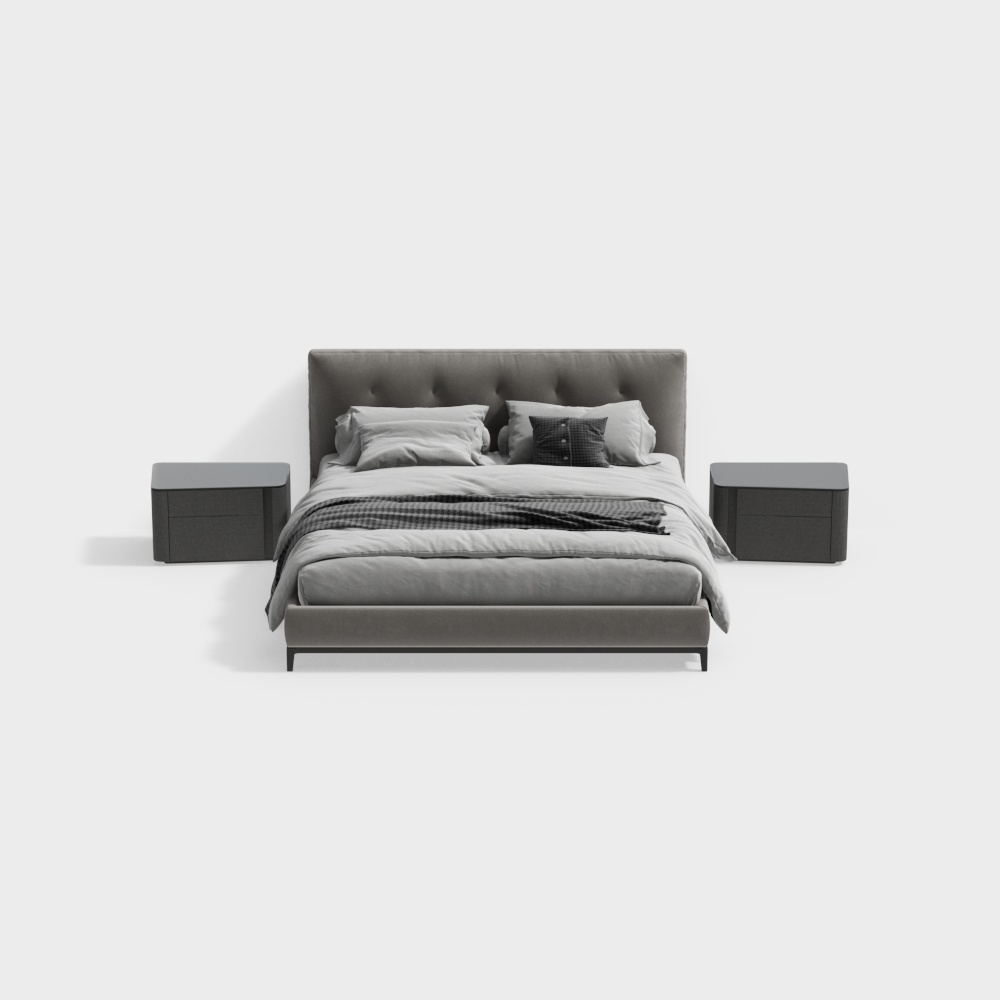 Minotti 现代简约灰色双人床