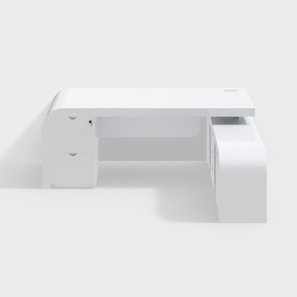 Chicent L-shaped Modern Executive Desk with Ample Storage Right Hand in White