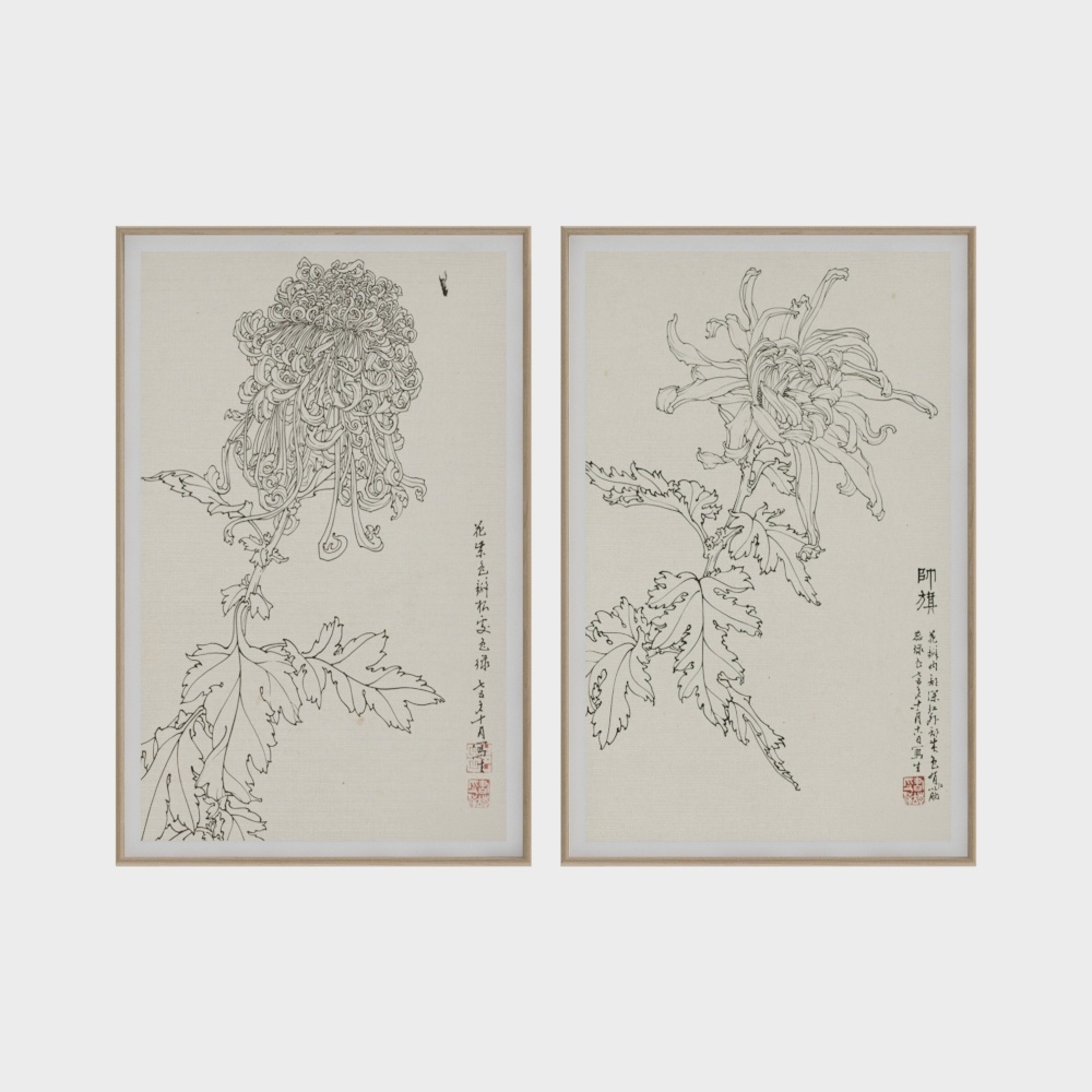 中式花朵装饰画
