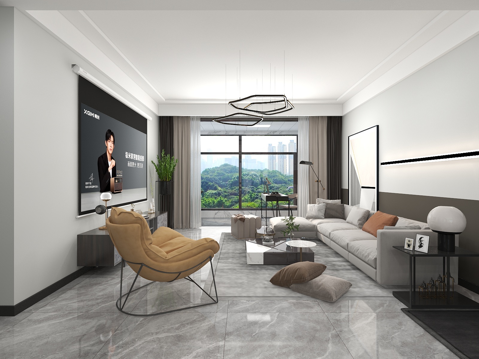 湛智华-现代简约133平3房简单的线条意想不到的效果。装修效果图