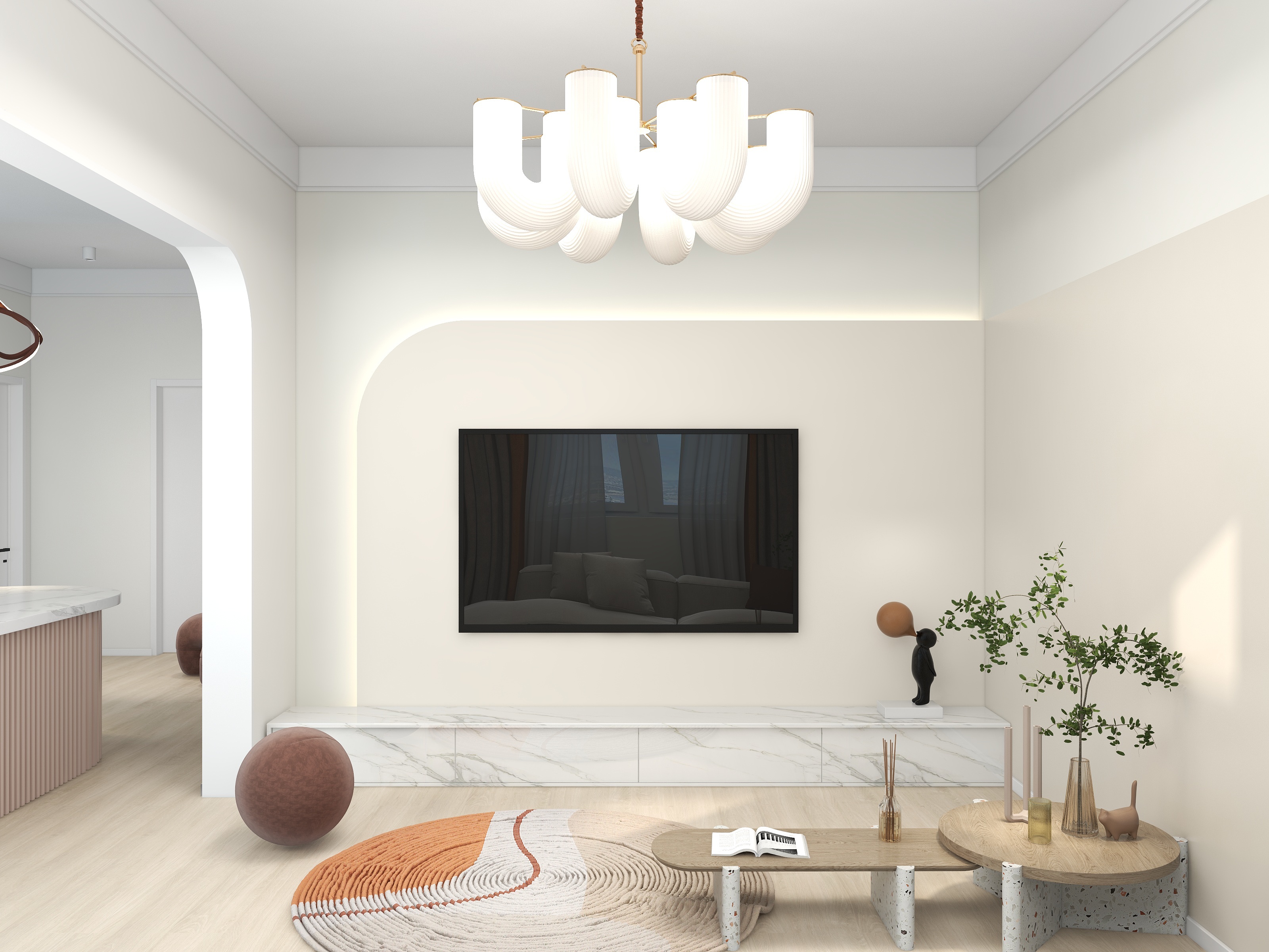 卓来studio-四室两厅-简约奶油风装修效果图