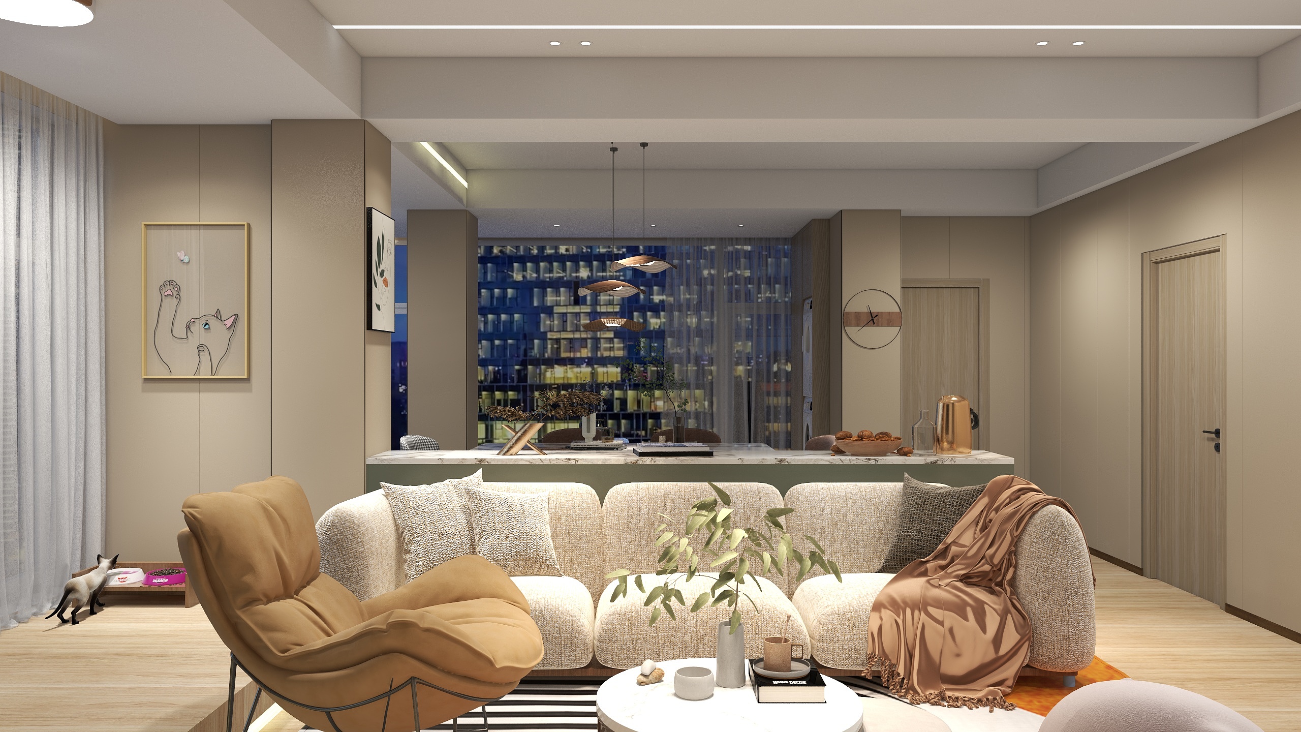 郑欣慧设计师-北欧原木风120平装修效果图