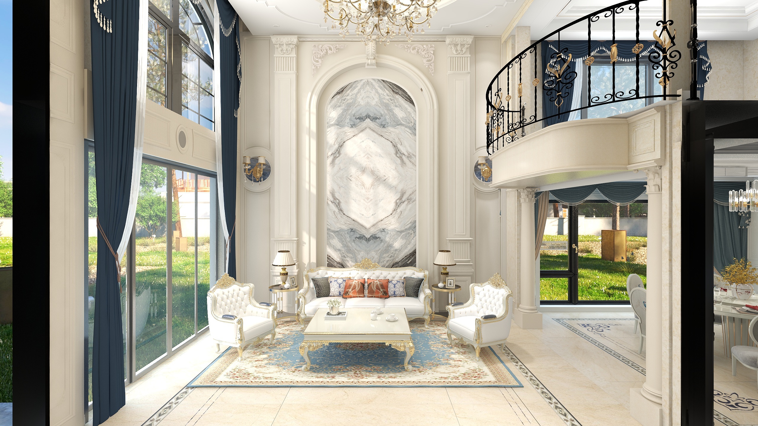 警长来了-法式秀湖鹭岛客餐厅-装修设计方案