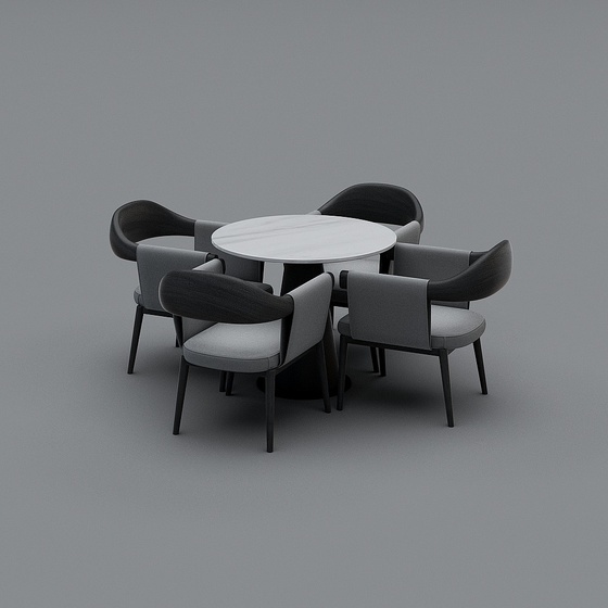 Modern Library Reading Area Table and Chair Combination 3D Model in Black