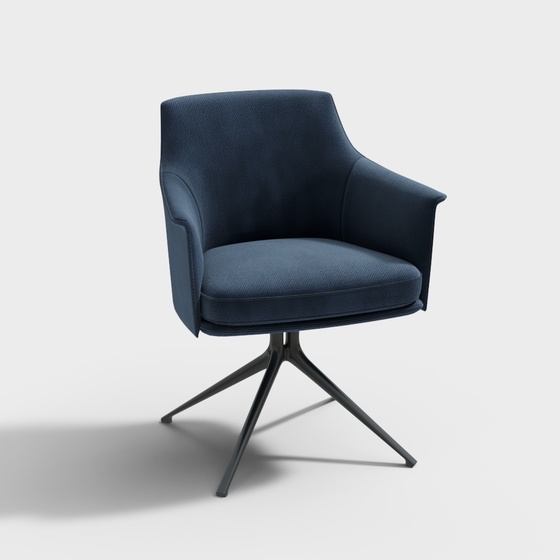 Modern Blue Office Chair 3D Model with Arms