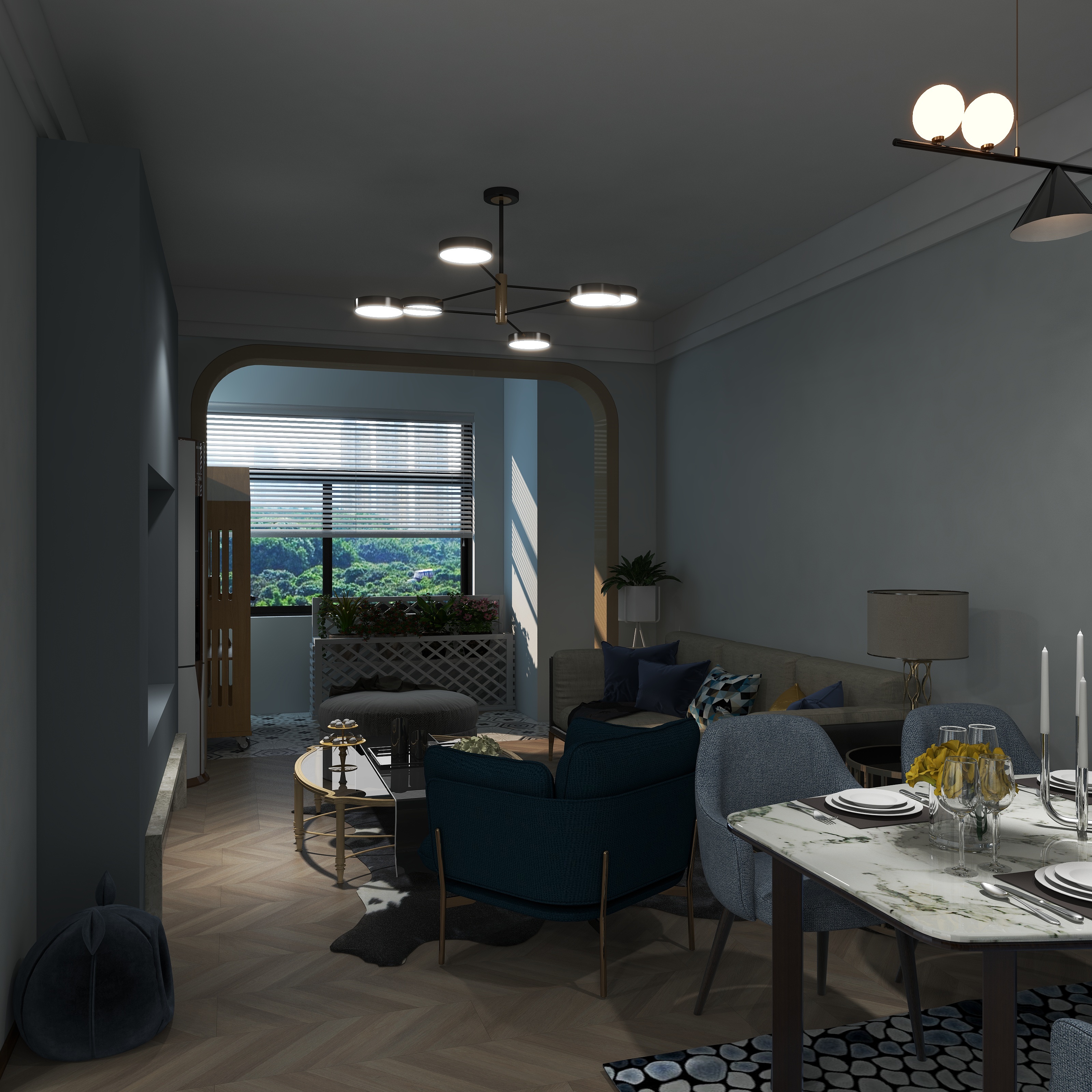 1986设计室-德信海德公园83.00㎡A2’3室2厅1卫1厨-装修设计方案