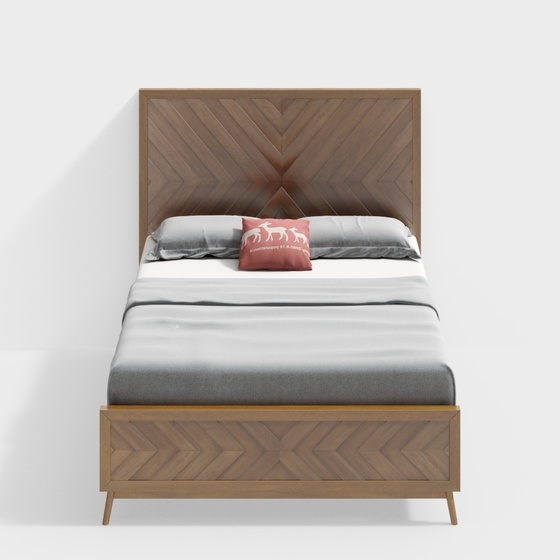 Ashley American Modern Art Moderne Single Beds,Single Beds,Earth color