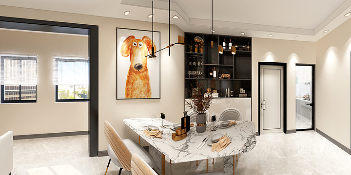 Q柒设计-瑞和园89.50㎡B户型3室2厅1卫-装修设计方案