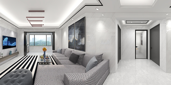 金辉煌建筑工程装饰有限公司-媛媛俊杰现代简约效果图-装修设计方案