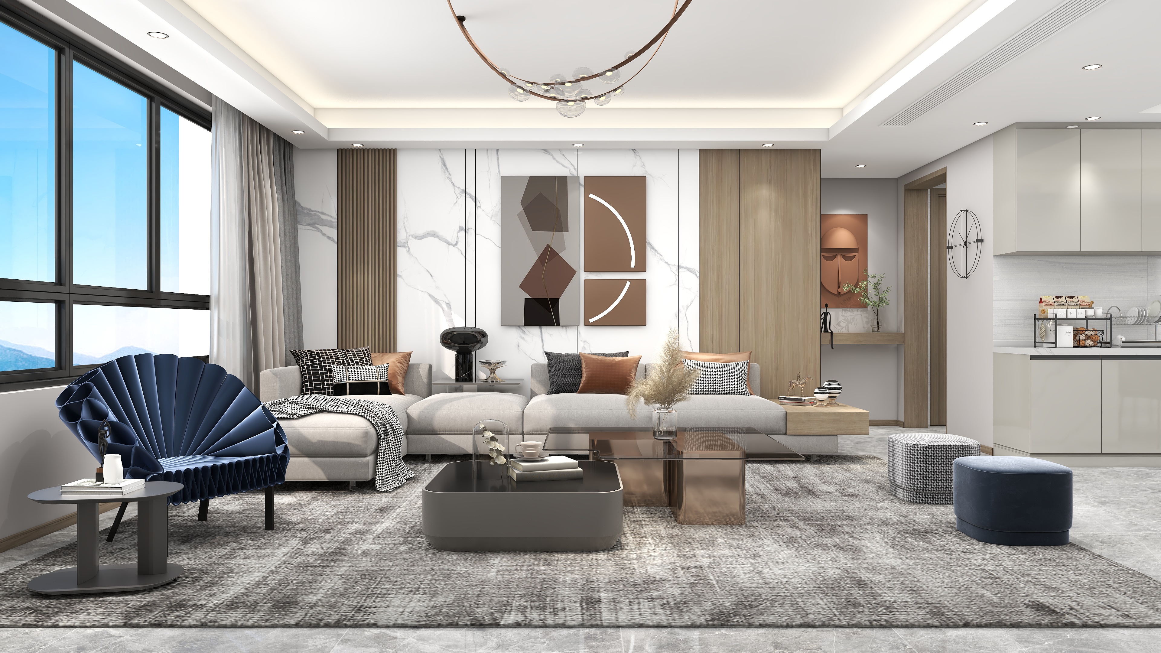 设计师赵响-《五十年以后》现代简约风格142平方3房2厅2卫装修效果图