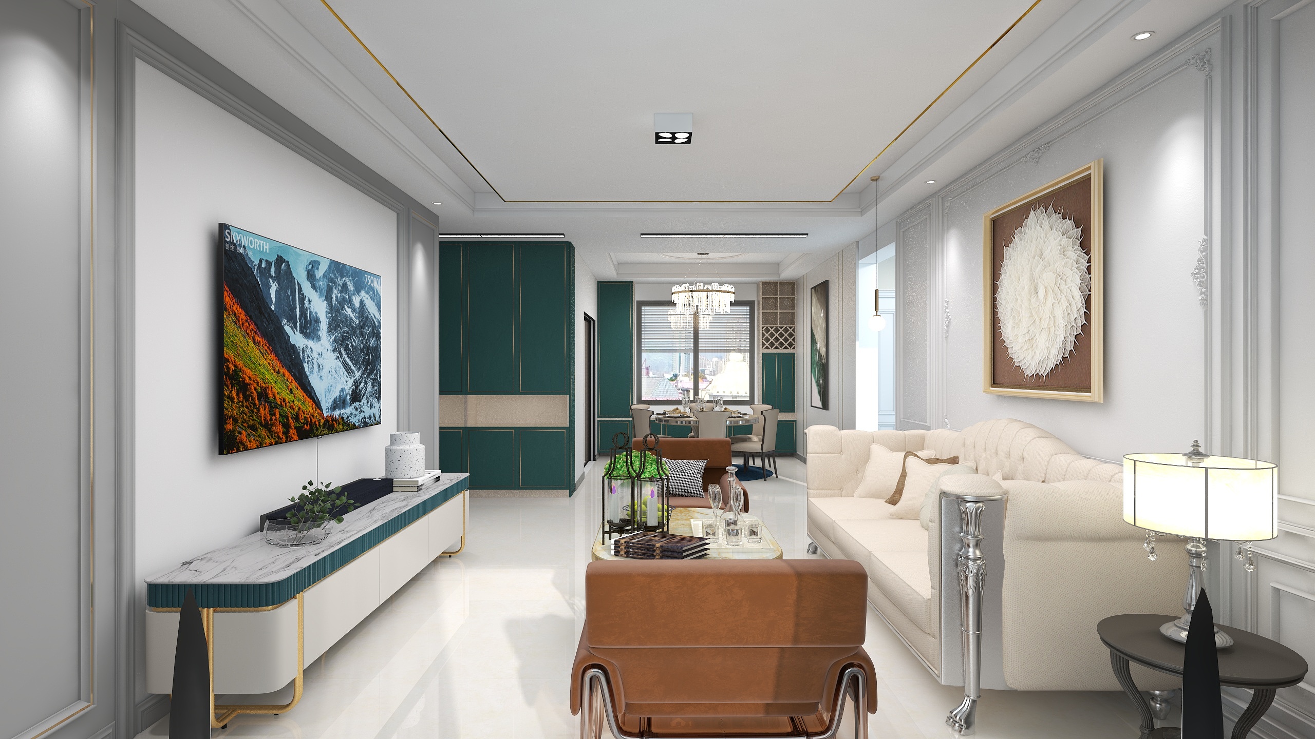 唐山设计师岳镇岭-锦绣阅山131H1户型--现代轻奢装修效果图