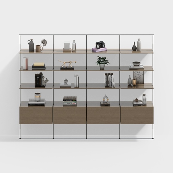 Light Luxury Wrought Iron Decorative Shelf 3D Model