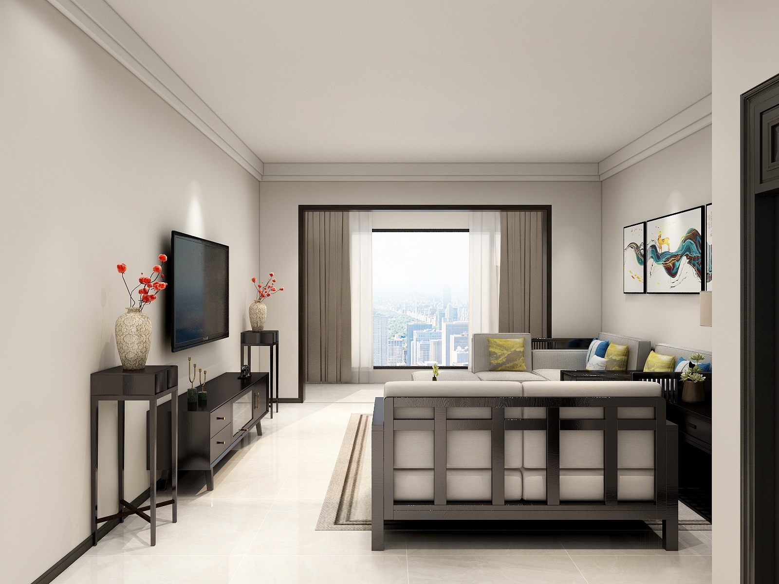 李青越-待投稿98方新中式三居室装修效果图