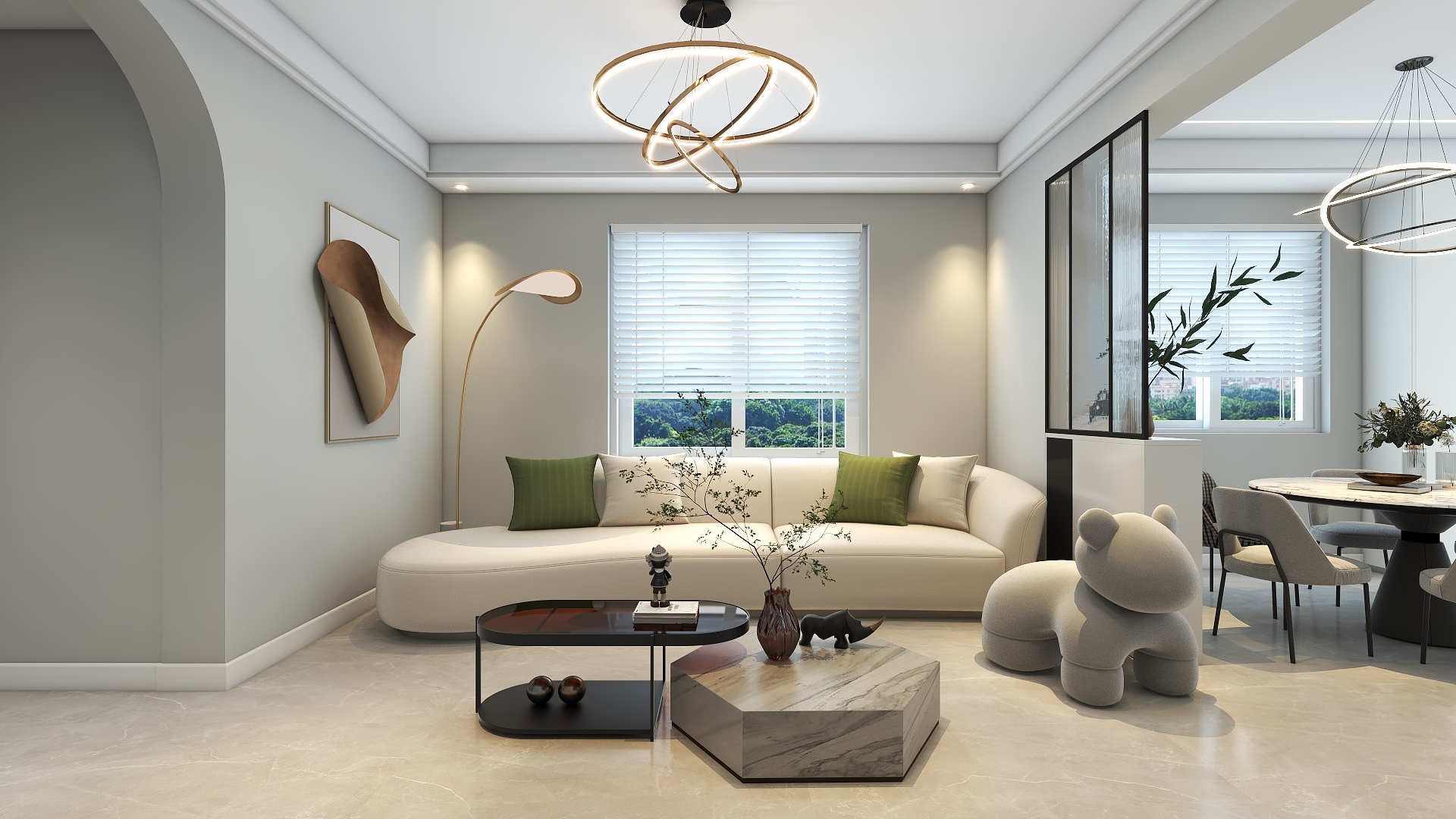 李青越-140方现代复式三居室装修效果图