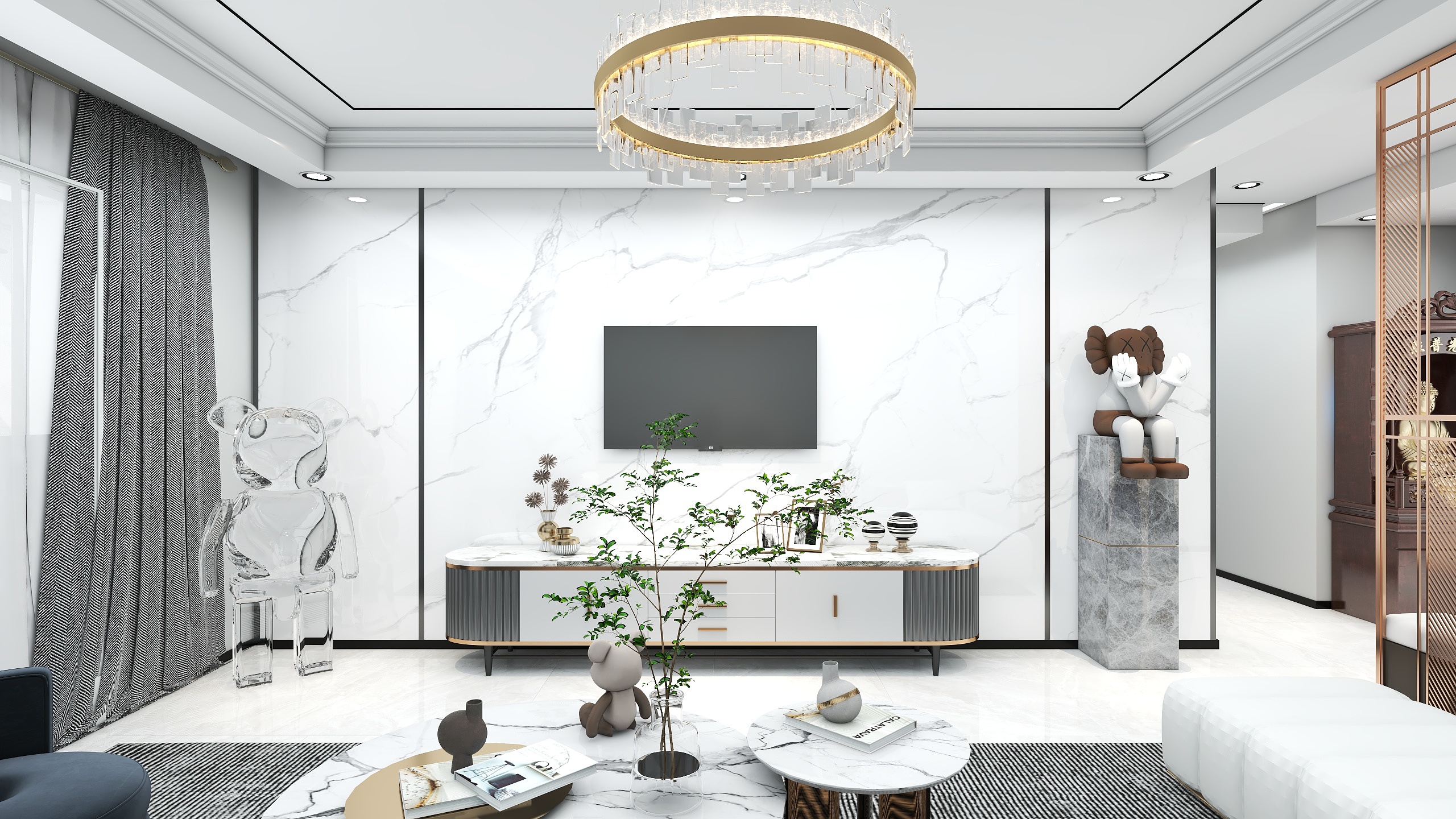 睡醒好饿啊-润泰苑三房轻奢装修效果图