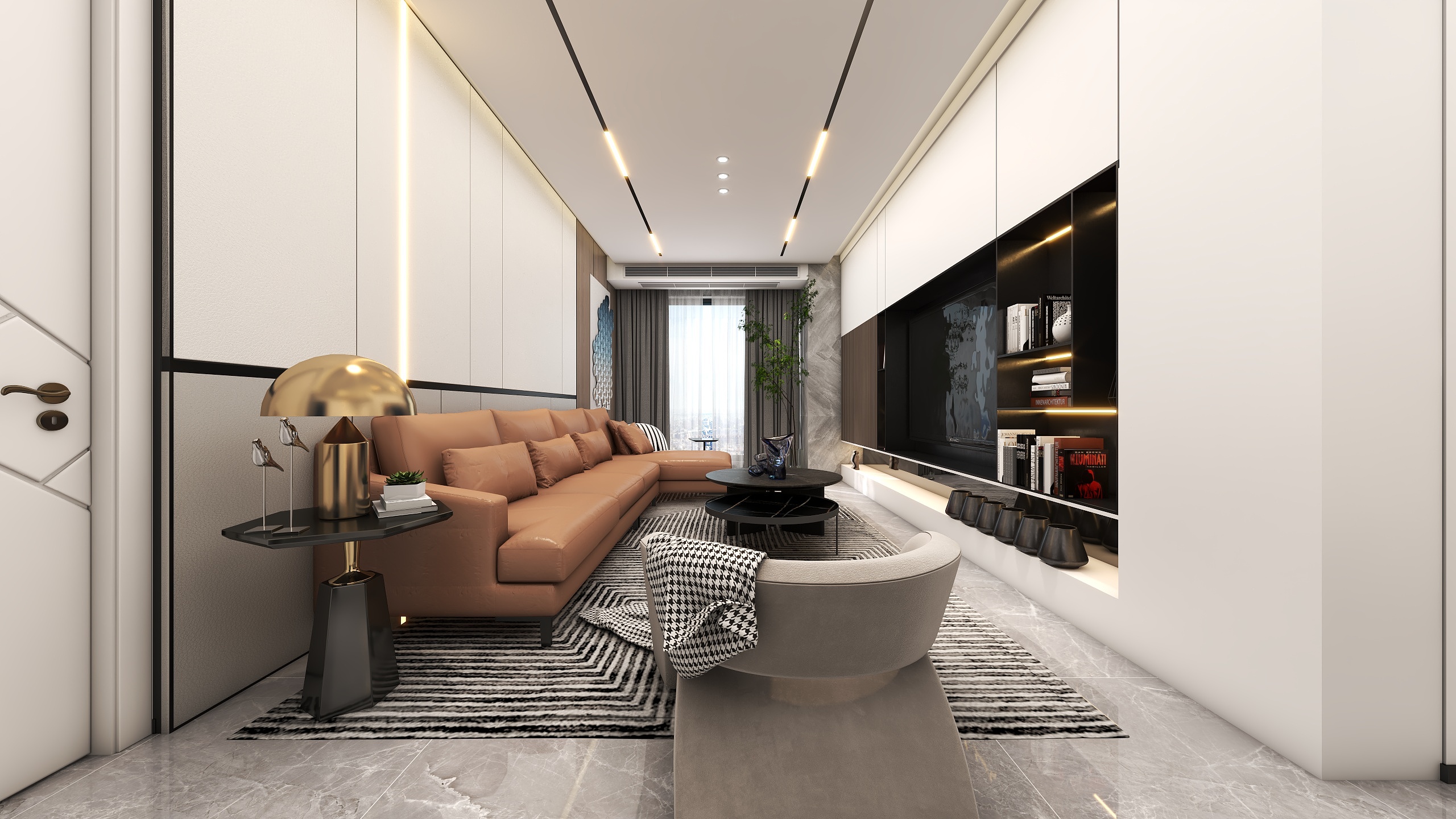 马佳奇-95平现代简约风-《跳跃》装修效果图